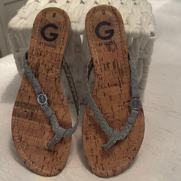 GUESS Women's Braided Cork Sandals - Gray - Picture 1 of 4